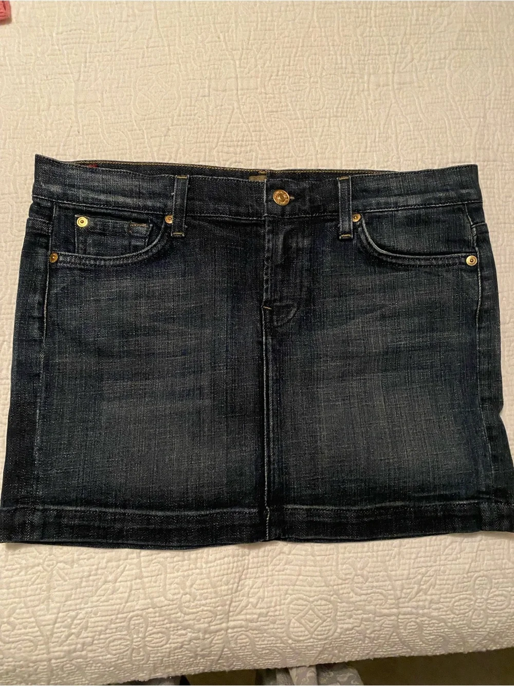 7 For All Mankind Dark Indigo Denim Mini Skirt